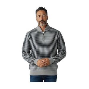 POLO Ralph Lauren Men's‎ XL Striped 1/4 Zip Pullover Striped Navy/Gray Preppy